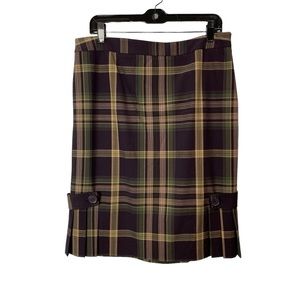 Evelyn Chelsea plaid straight skirt plum pudding purple green dark academia sz12